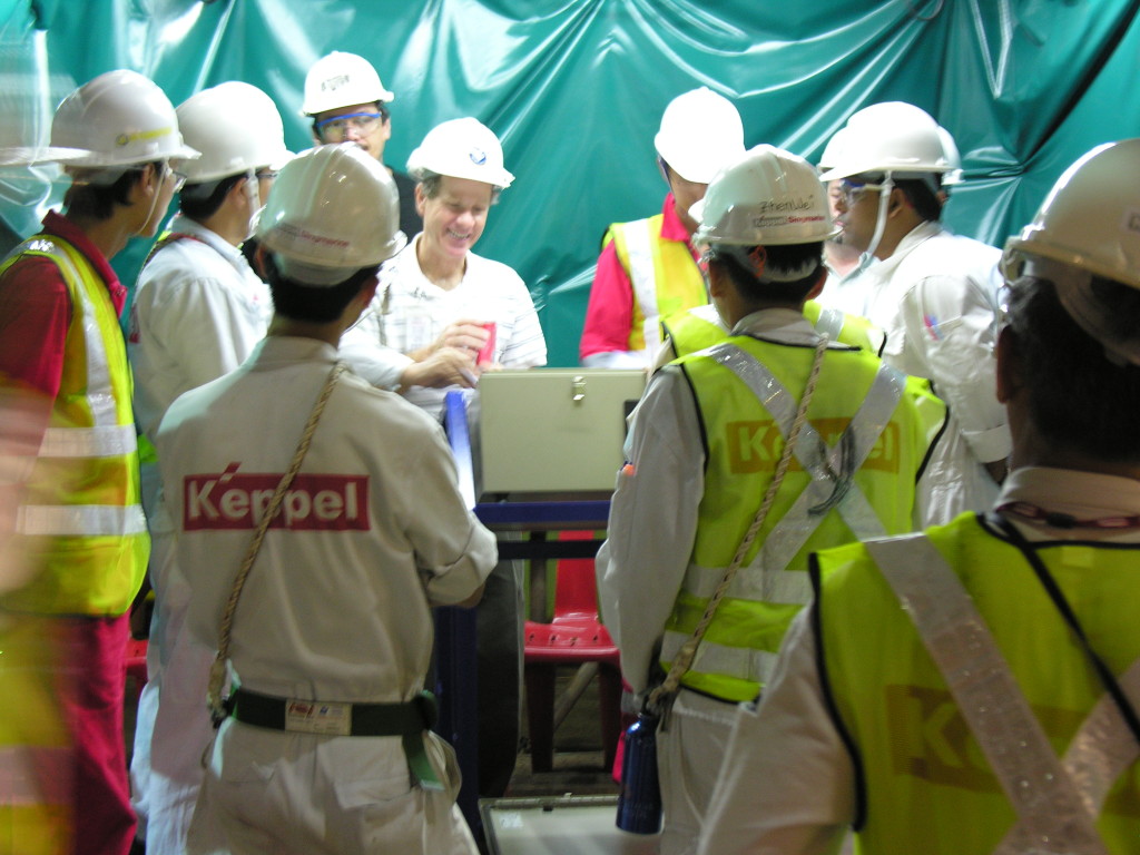 Training and engineers site to provide support during ship launching